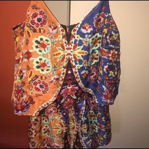 Lavender Brown Silk Paisley Romper